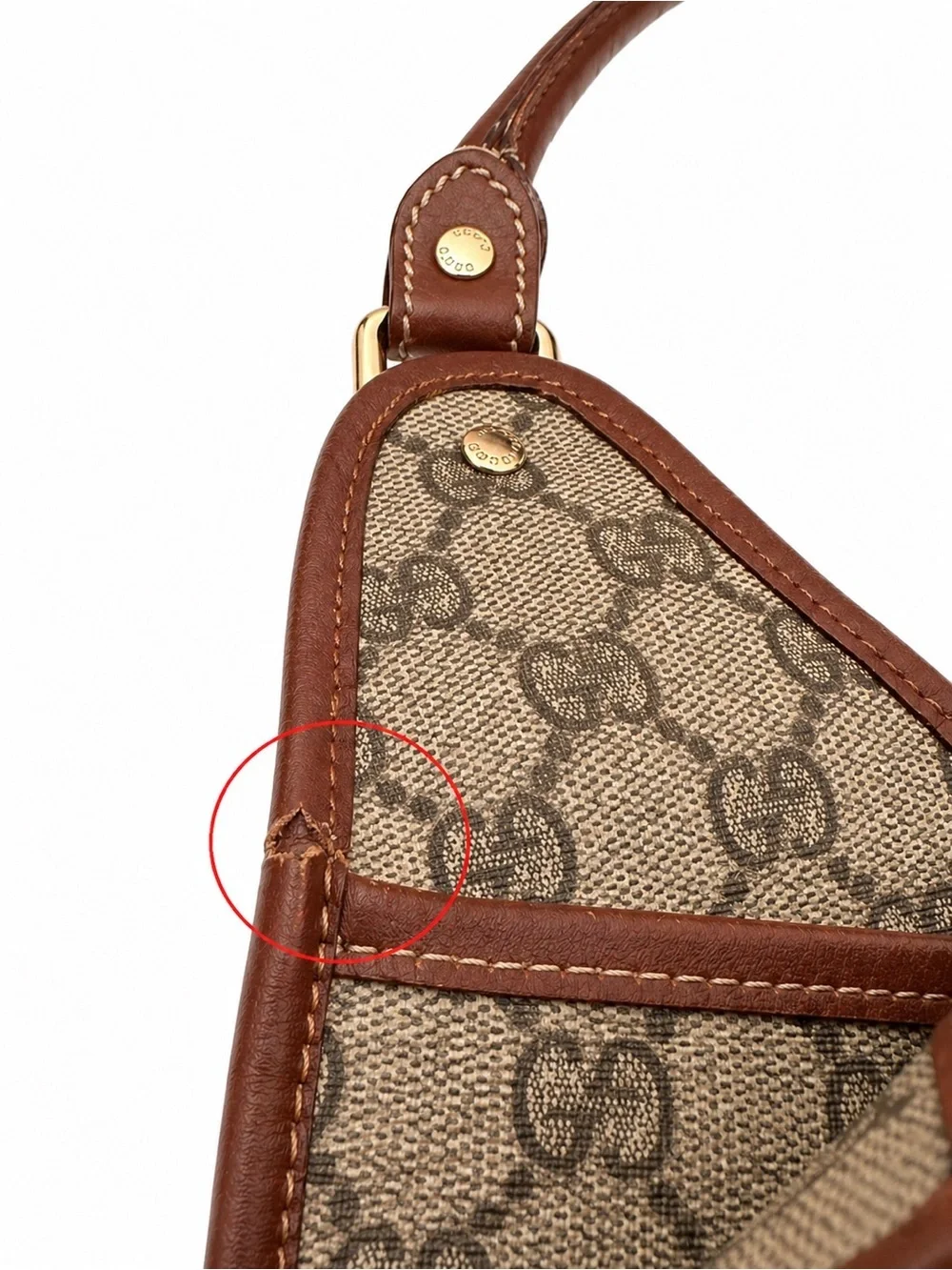 Gucci GG Canvas Shoulder Bag with Leather Trim | Dust Bag Included